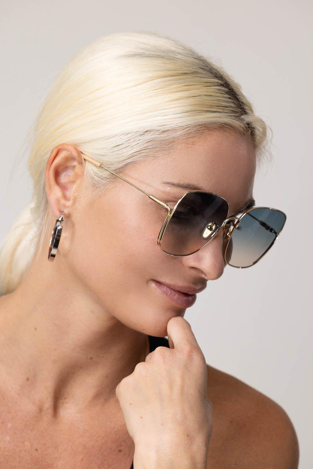 CHLOÉ-Oversized Sunglasses-GLD/GRN