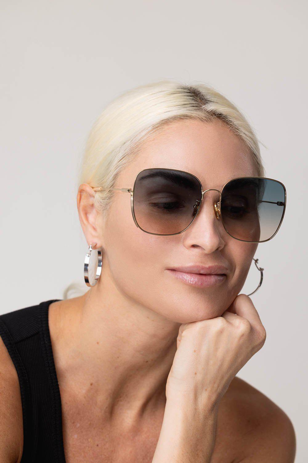 CHLOÉ-Oversized Sunglasses-GLD/GRN