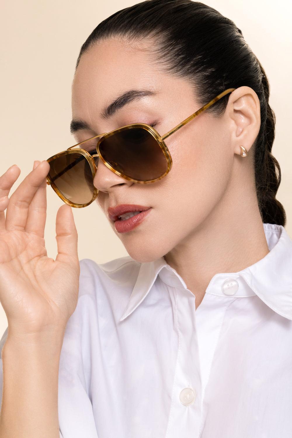 Gradient Aviator Sunglasses-GOLD-ACCESSORIESUNGLASSES-CHLOÉ