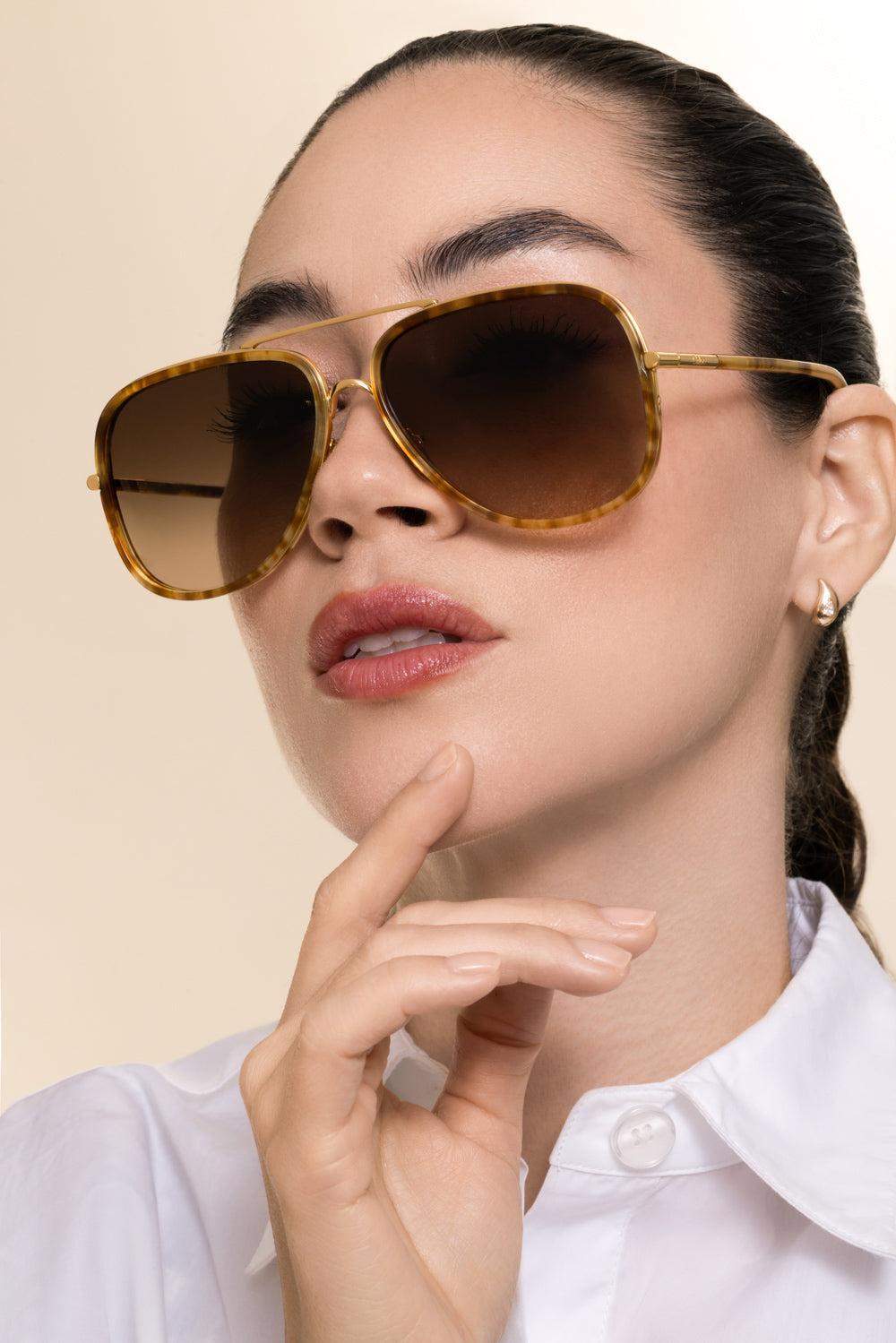 Gradient Aviator Sunglasses-GOLD-ACCESSORIESUNGLASSES-CHLOÉ