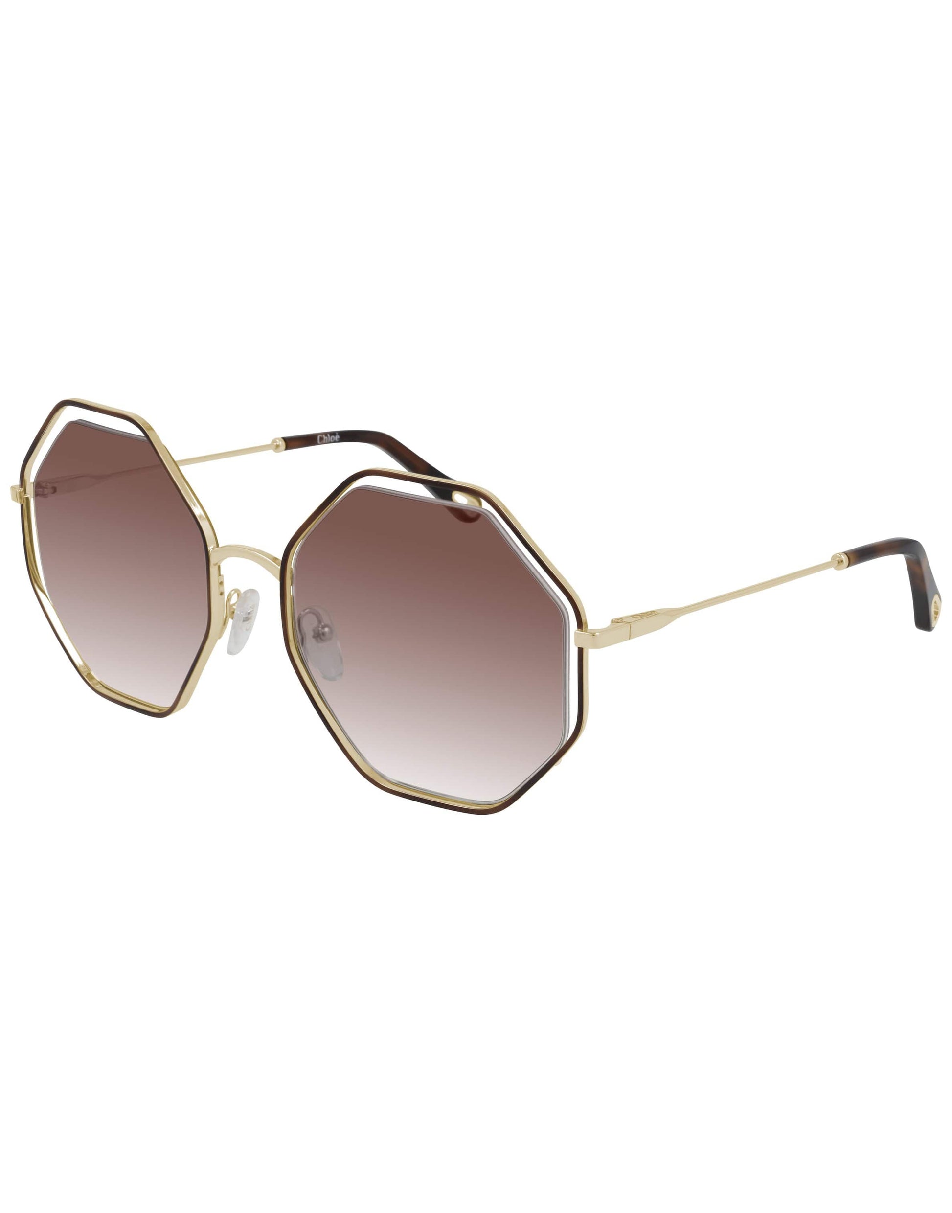 CHLOÉ-CH0046S 001 Octagon Metal Sunglasses-HAVANA