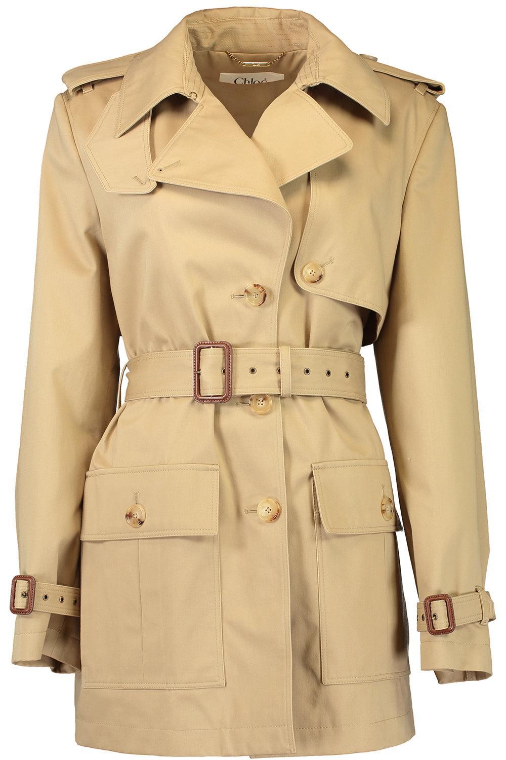 Short Trench Coat-ARGILBRN-36-CLOTHINGCOATTRENCH-CHLOÉ
