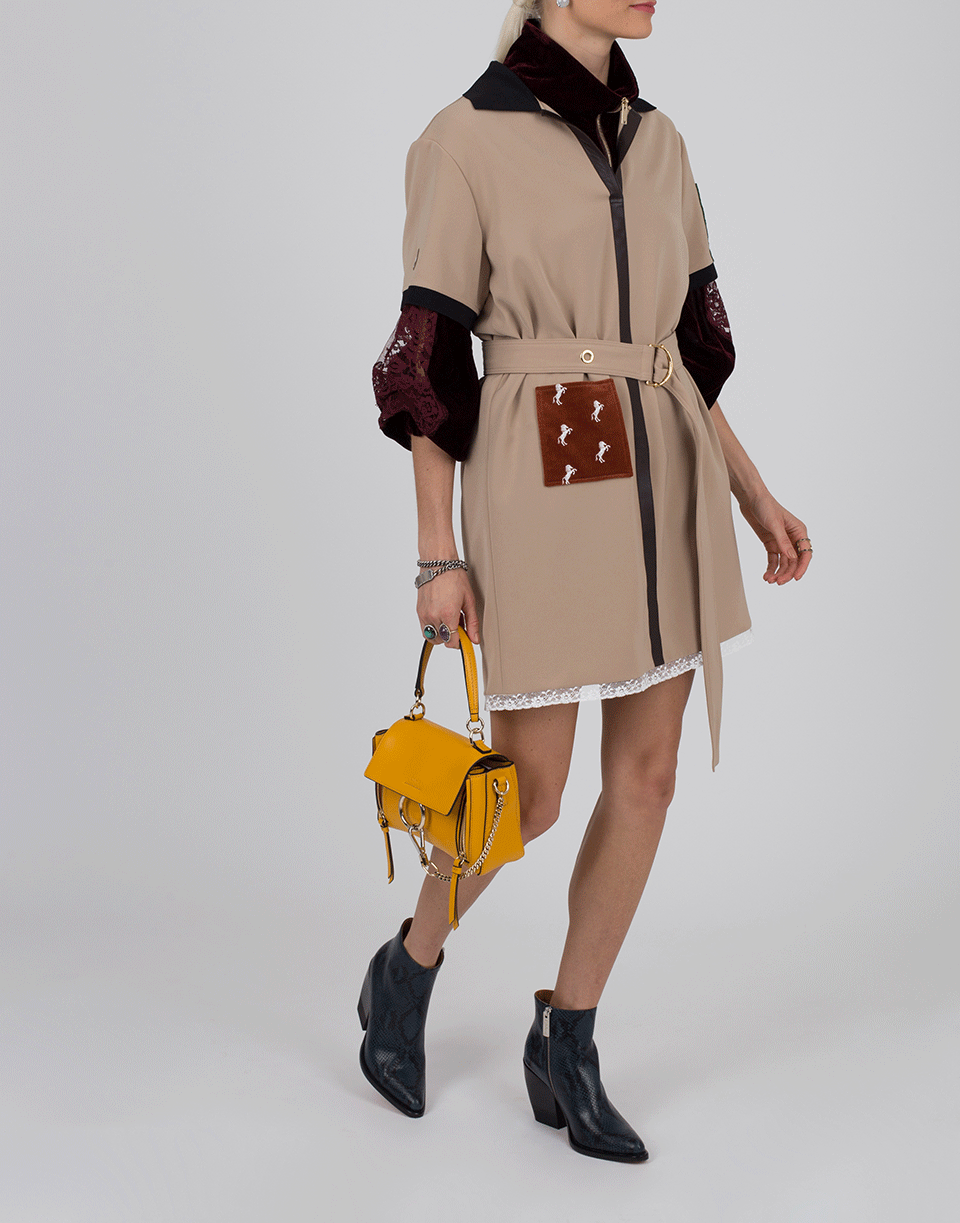 CHLOÉ-Polo Crepe Dress-COFFEE