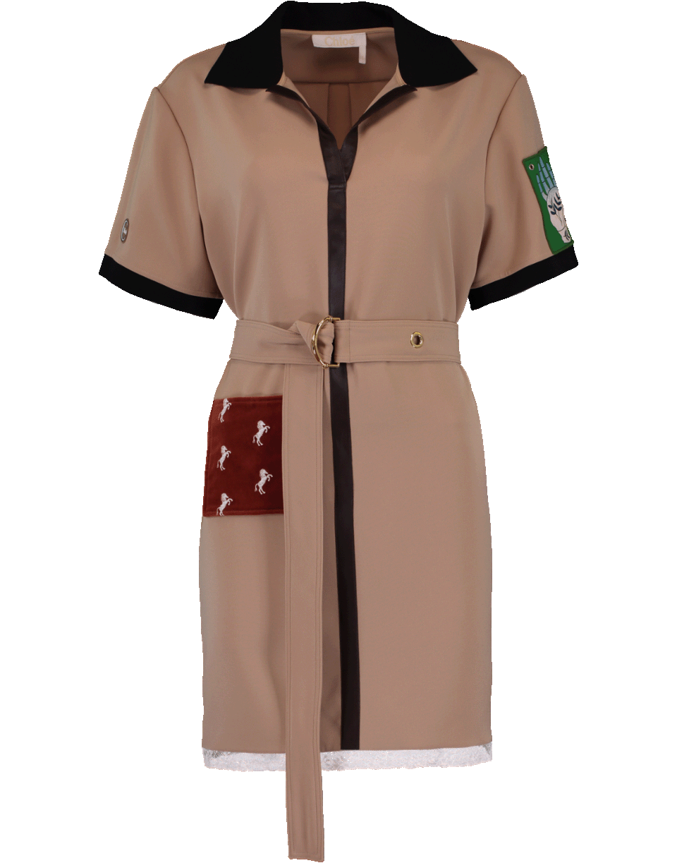 CHLOÉ-Polo Crepe Dress-COFFEE