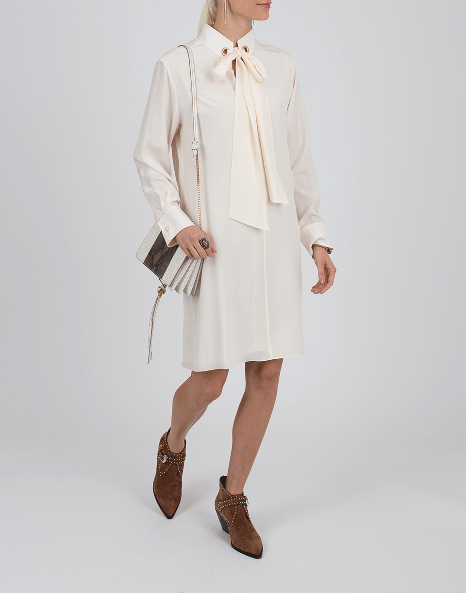 CHLOÉ-Neck Tie Silk Dress-