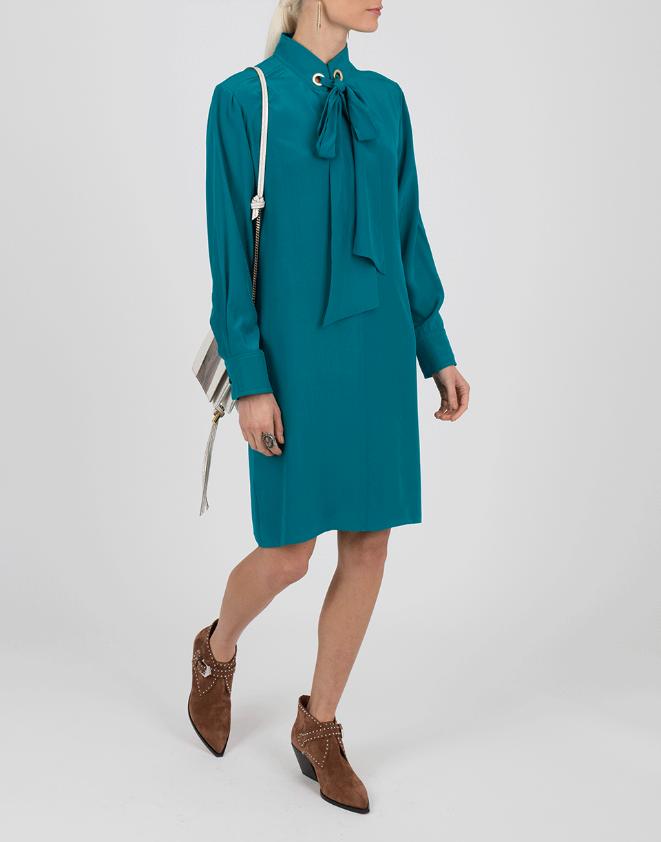 CHLOÉ-Neck Tie Silk Dress-