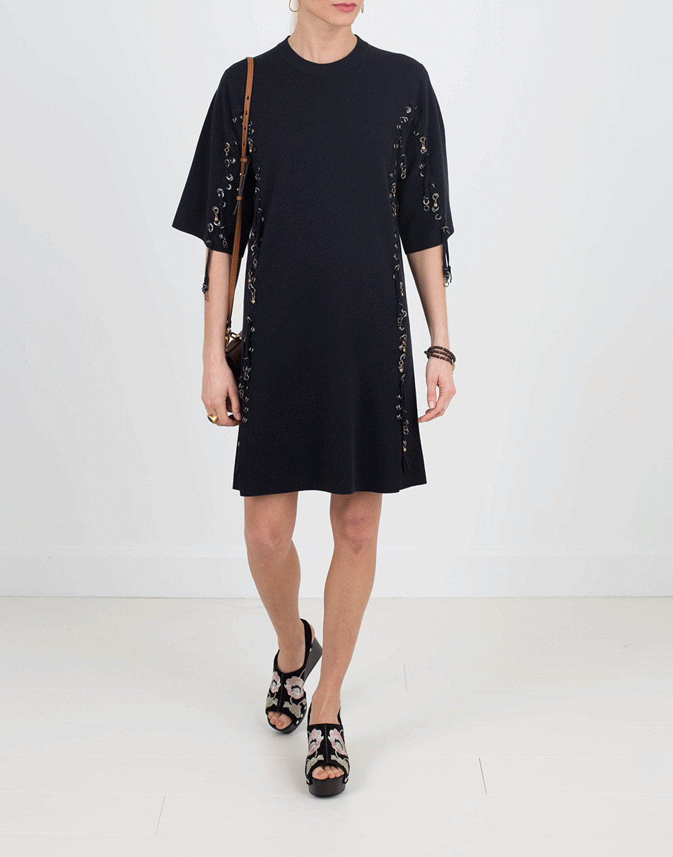 CHLOÉ-Lacing And Metal Ring Dress-