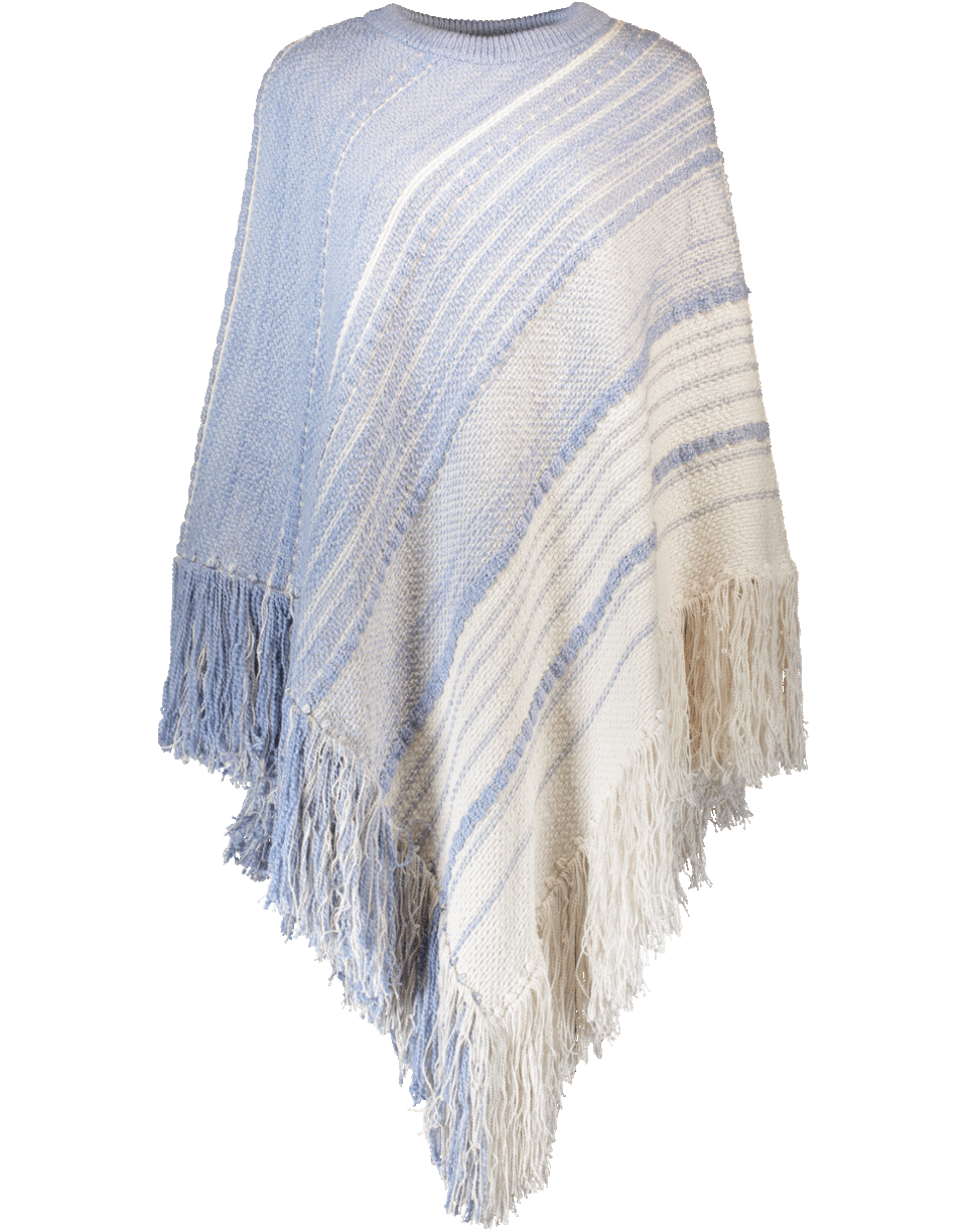 CHLOÉ-Fringed Degrade Poncho-BLUE