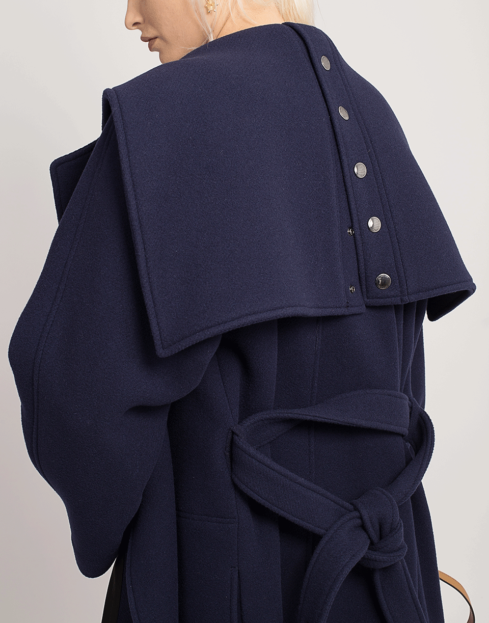 CHLOÉ-Belted Wool Wrap Coat-BLUE