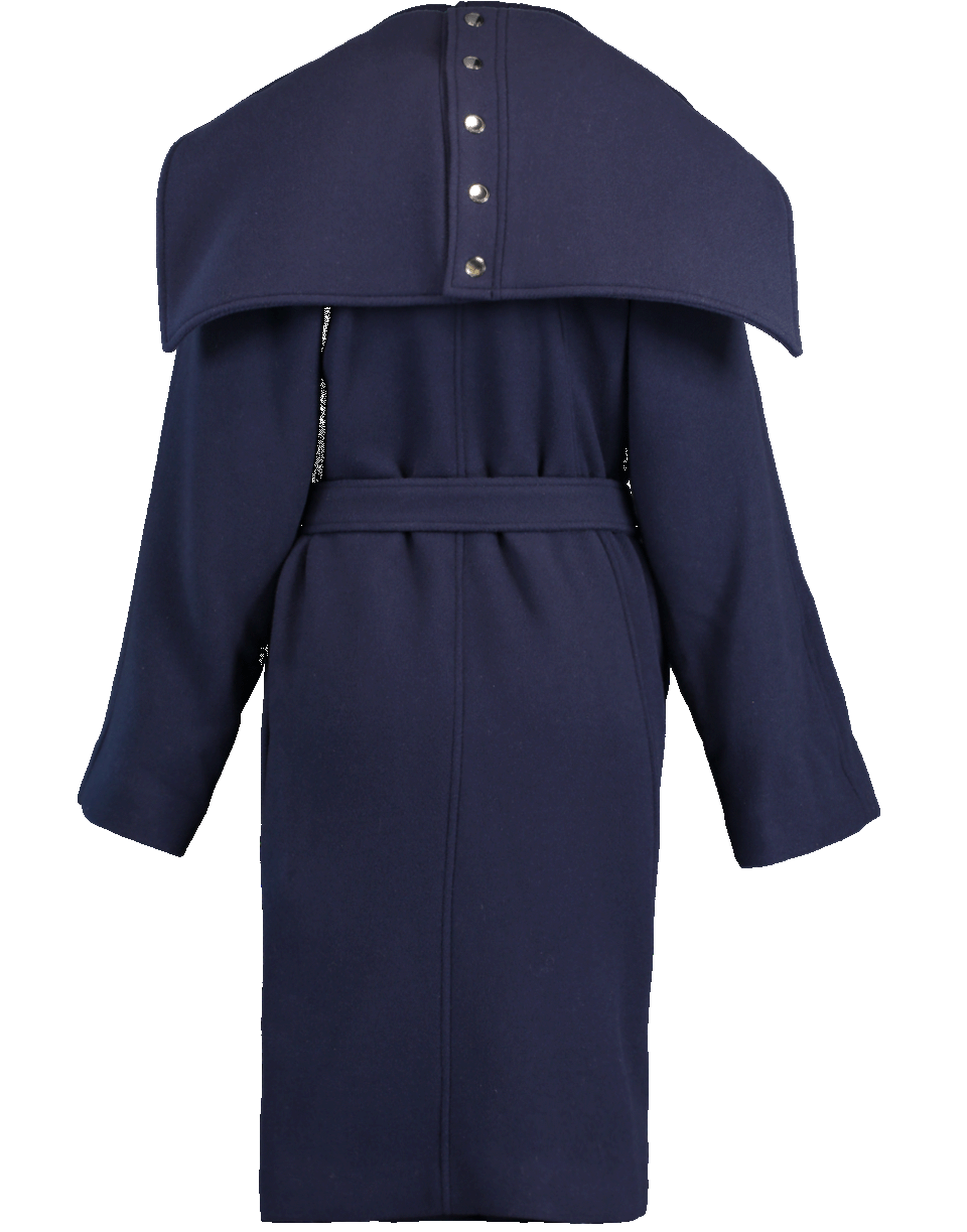 CHLOÉ-Belted Wool Wrap Coat-BLUE