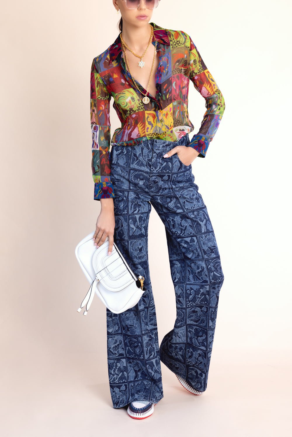 CHLOÉ-Patchwork Jeans-