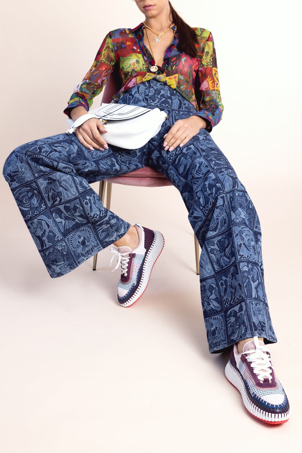 CHLOÉ-Patchwork Jeans-