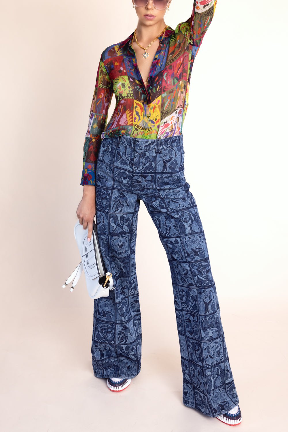 CHLOÉ-Patchwork Jeans-