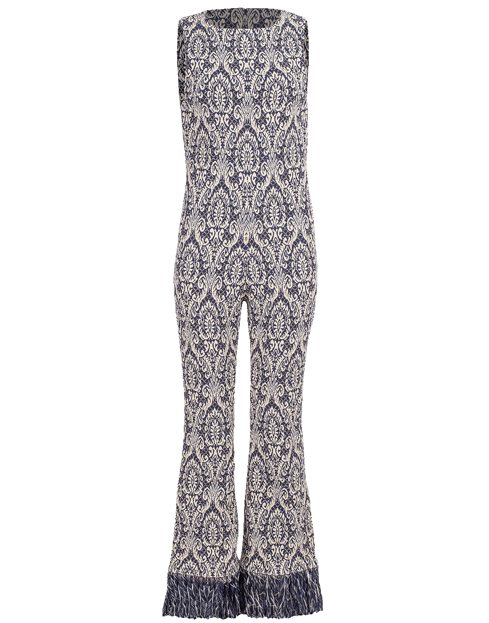 CHLOÉ-Fringe Hem Jumpsuit-NVY/IVRY