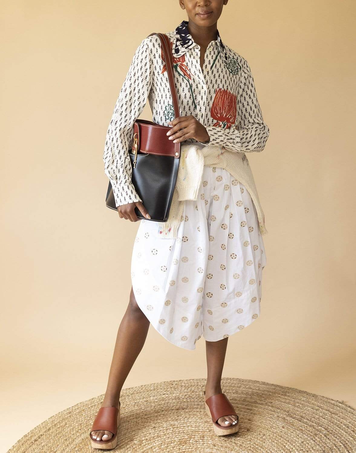 CHLOÉ-White Floral Print Pant-