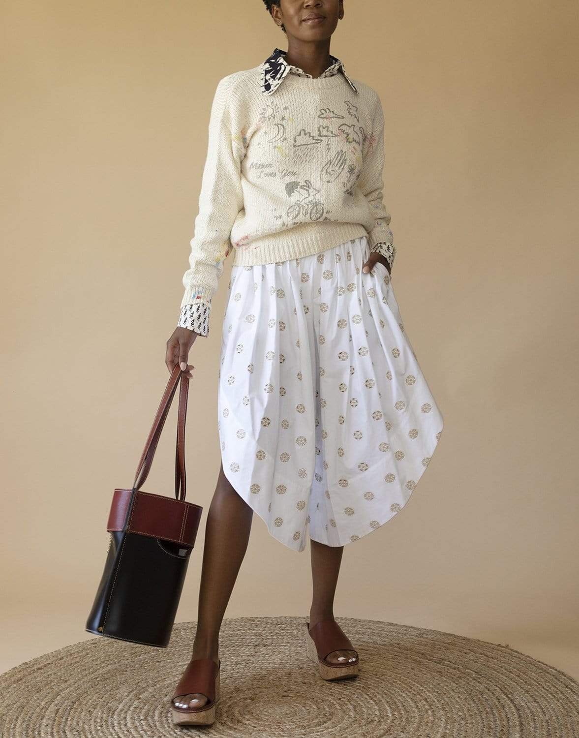 CHLOÉ-White Floral Print Pant-
