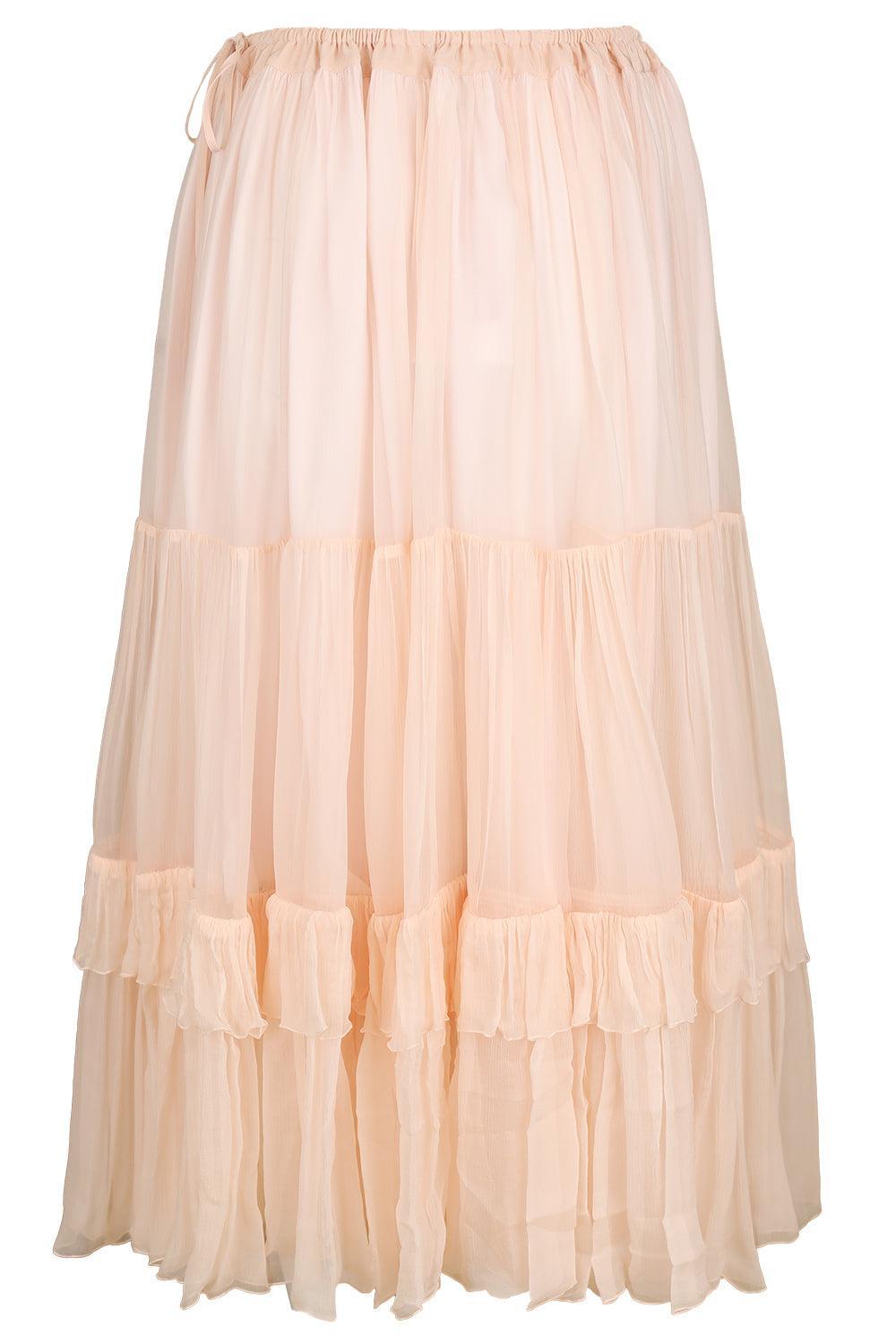  Ruffle Long Skirt-PINK-34-CLOTHINGSKIRTMIDI-CHLOÉ 