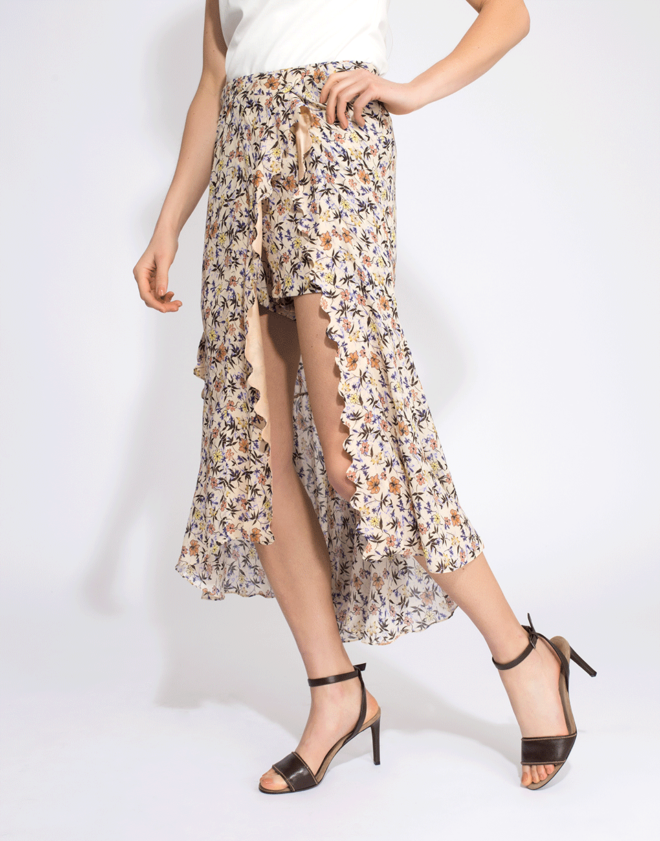 CHLOÉ-Floral Print Skort-BROWN