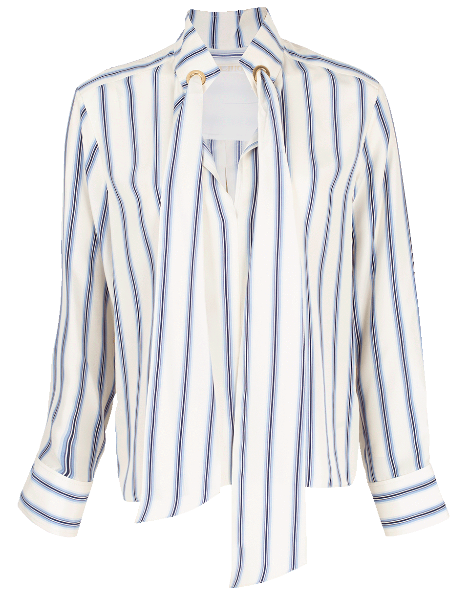CHLOÉ-Neck Tie Striped Blouse-