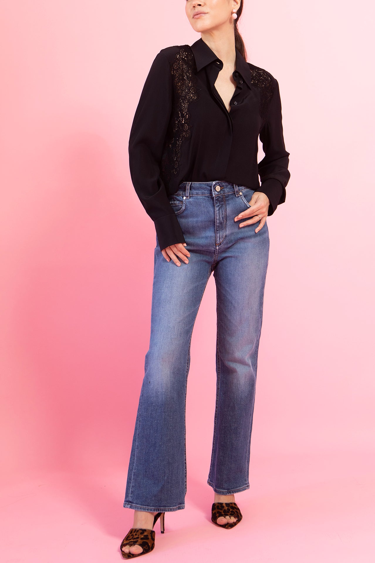 CHLOÉ-Long Sleeve Button Down Blouse - Black-