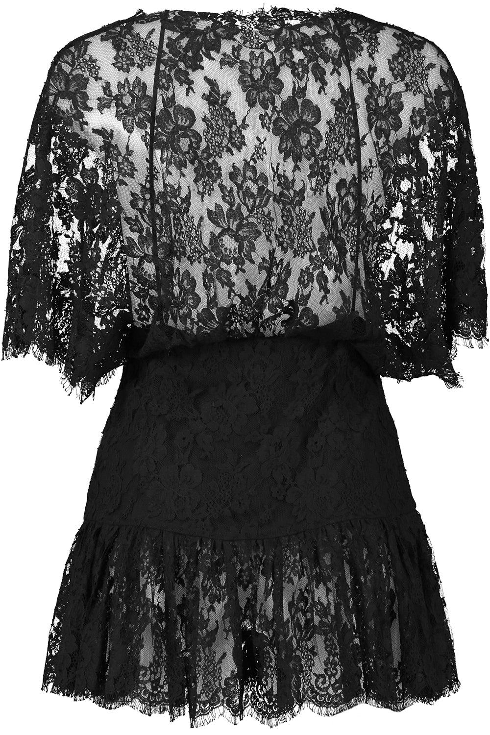 Fitted Ruffle Lace Top-BLACK-38-CLOTHINGTOPBLOUSE-CHLOÉ