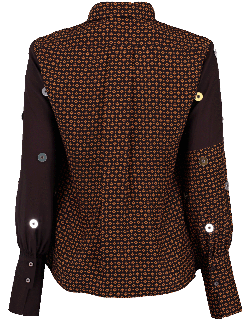 CHLOÉ-Embellished Print Blouse-BLK/BRWN