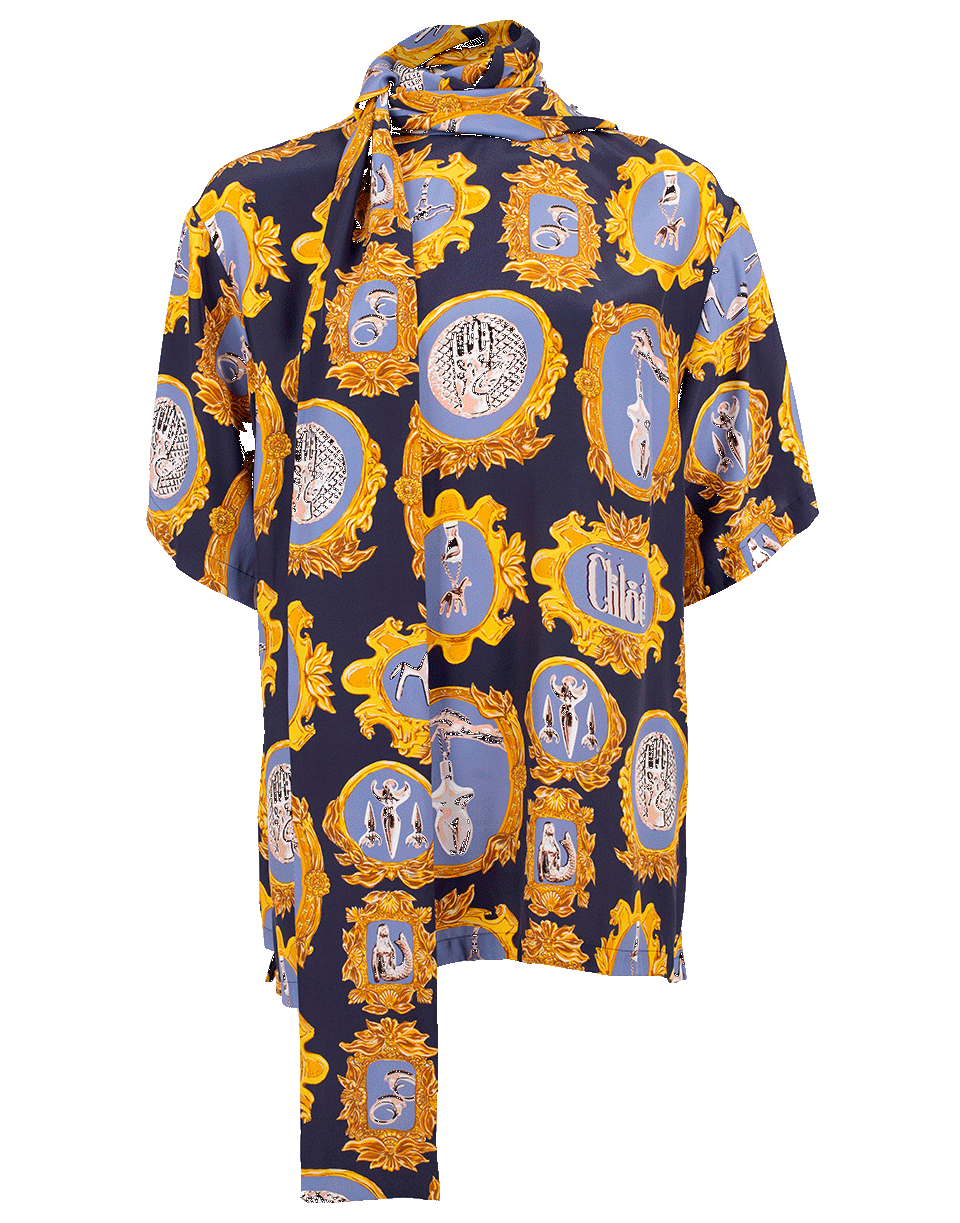 CHLOÉ-Medallion Print Blouse-BLUE