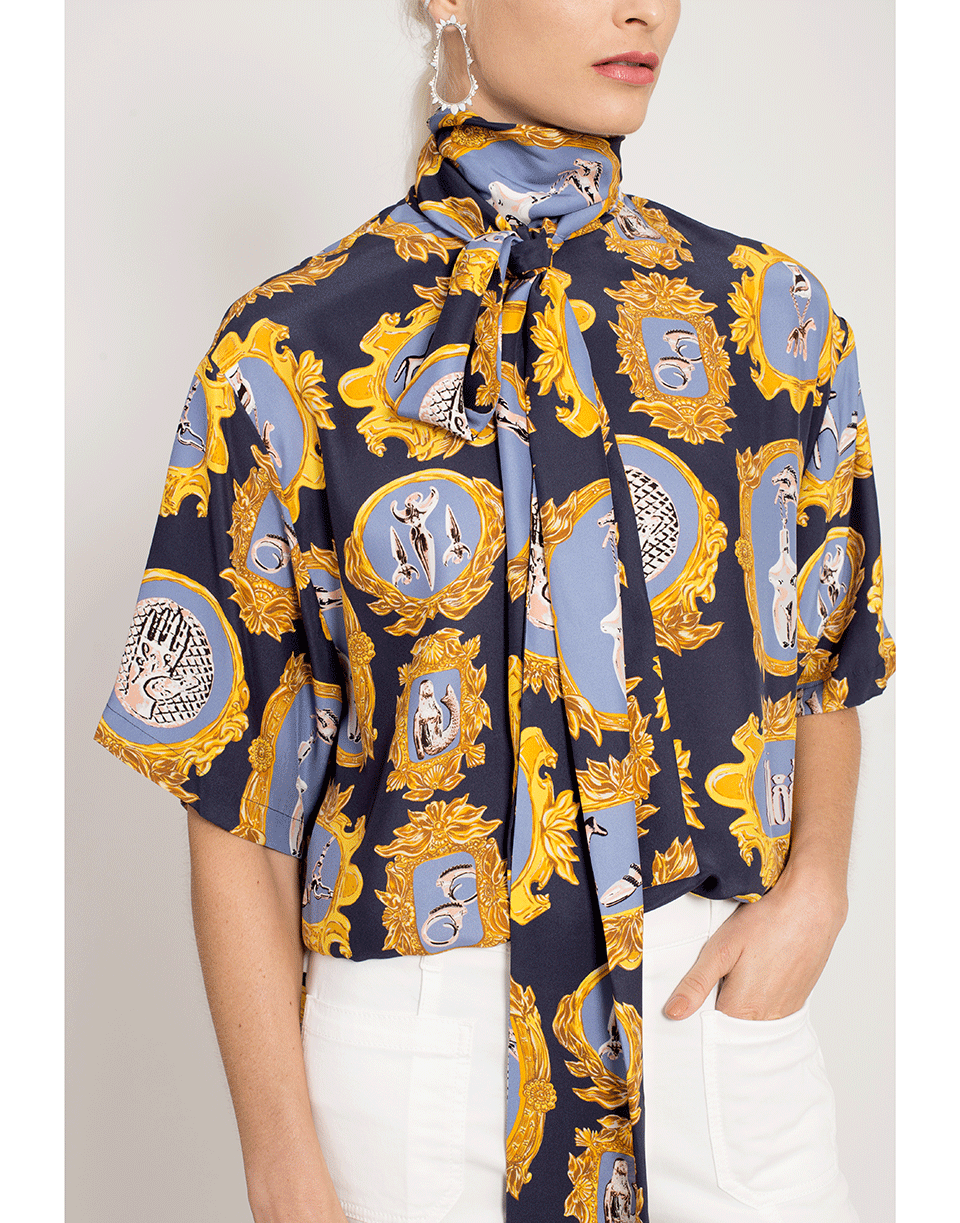 CHLOÉ-Medallion Print Blouse-BLUE