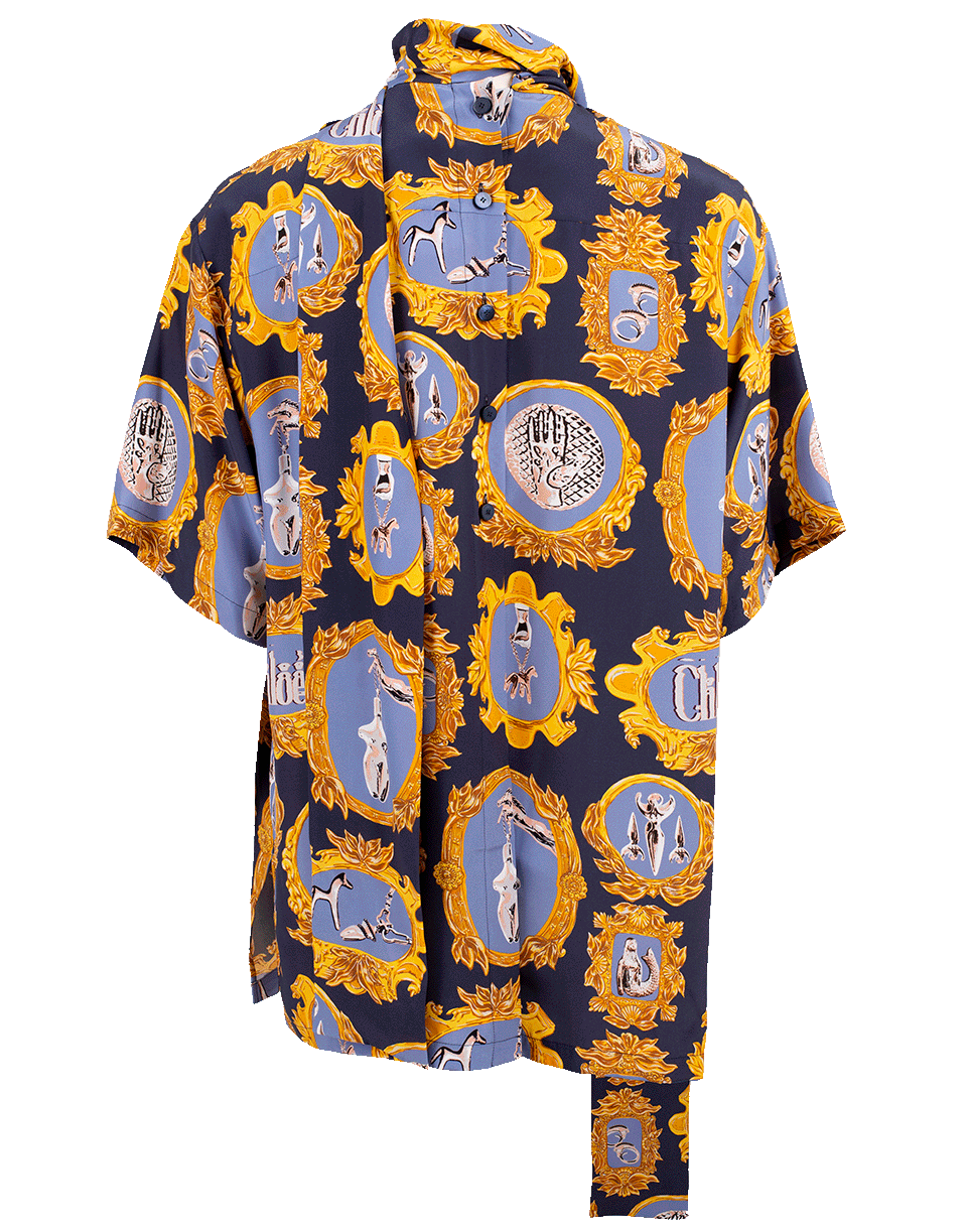 CHLOÉ-Medallion Print Blouse-BLUE