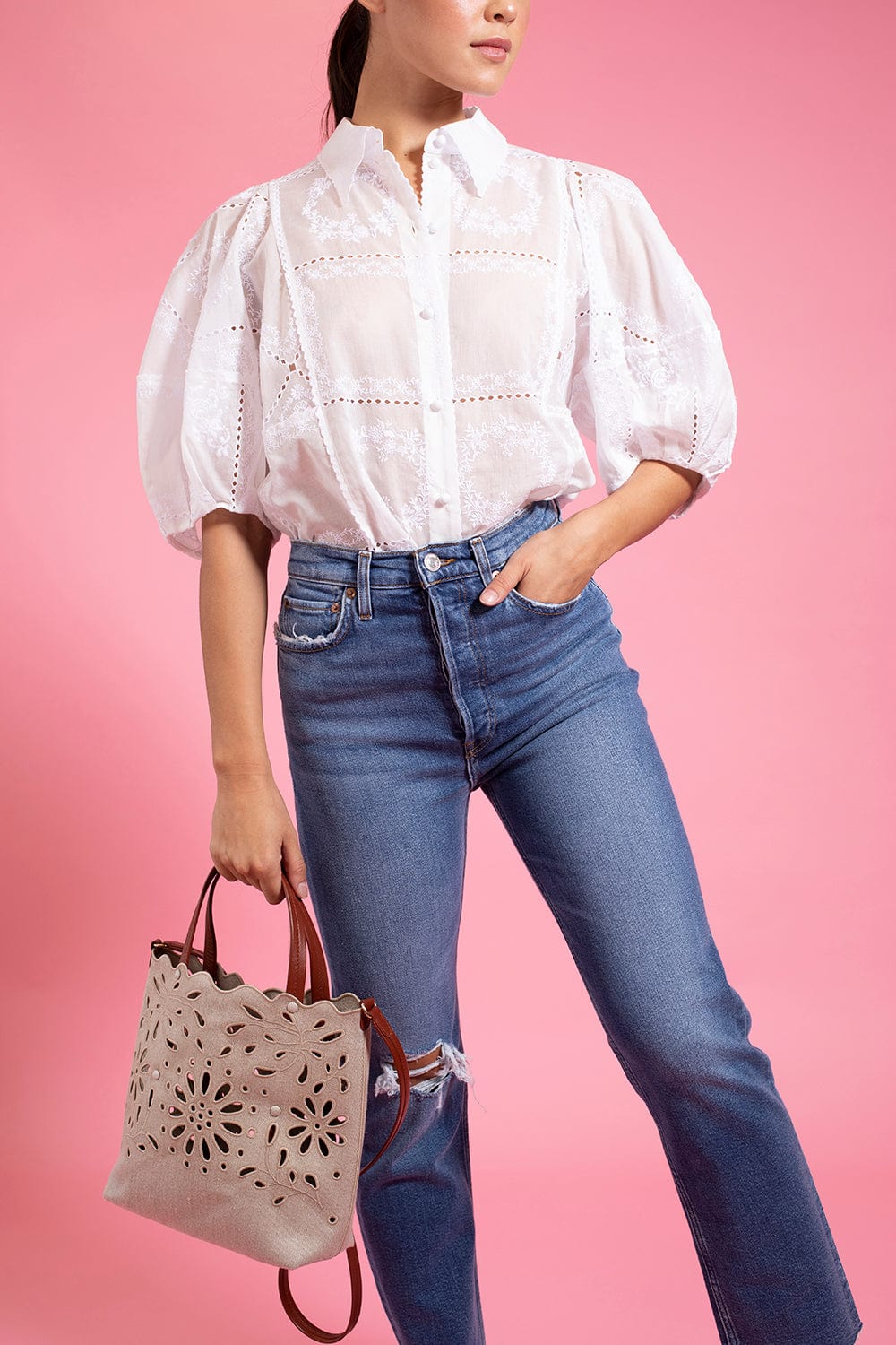 CHLOÉ-Handkerchief Cotton Blouse-