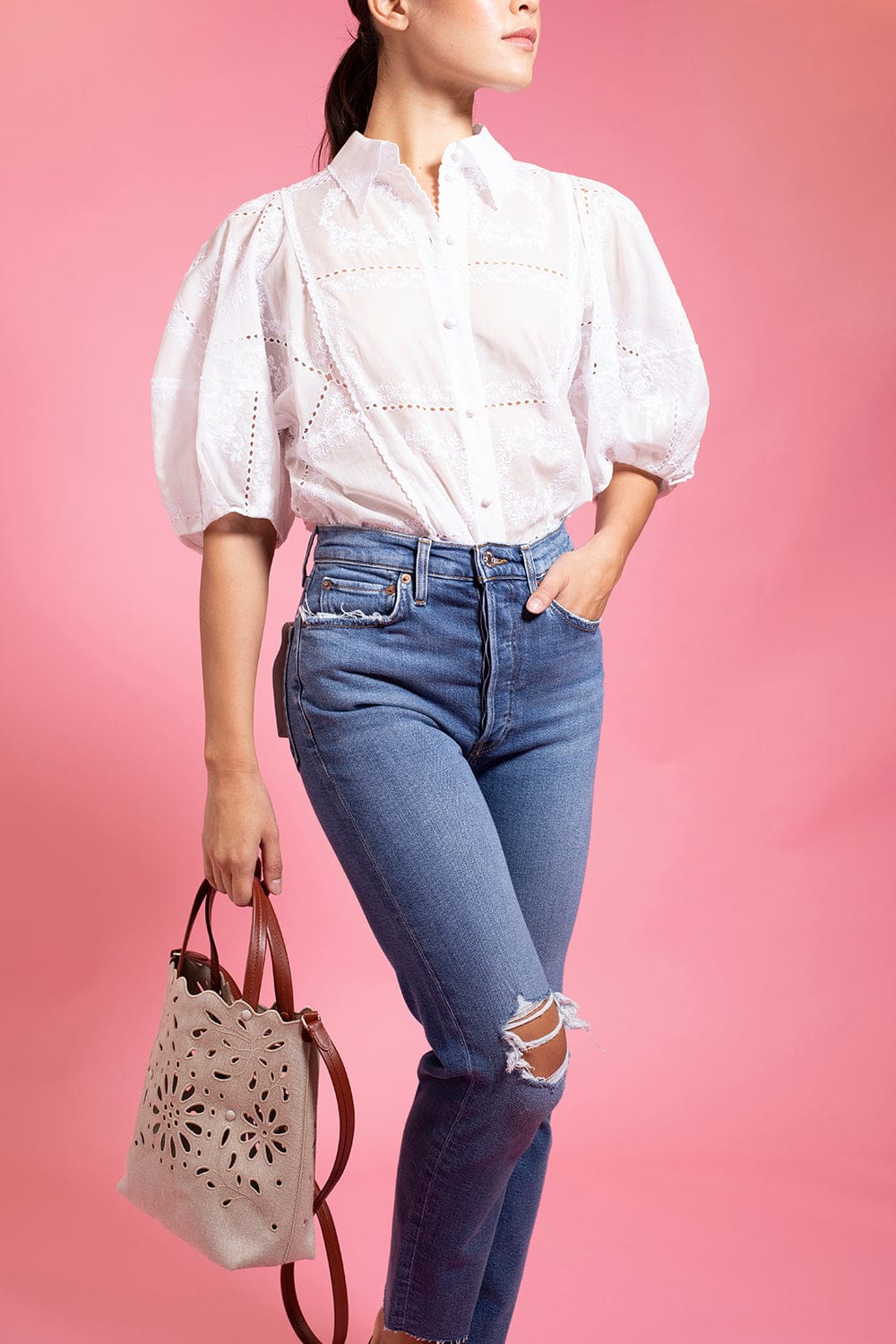 CHLOÉ-Handkerchief Cotton Blouse-