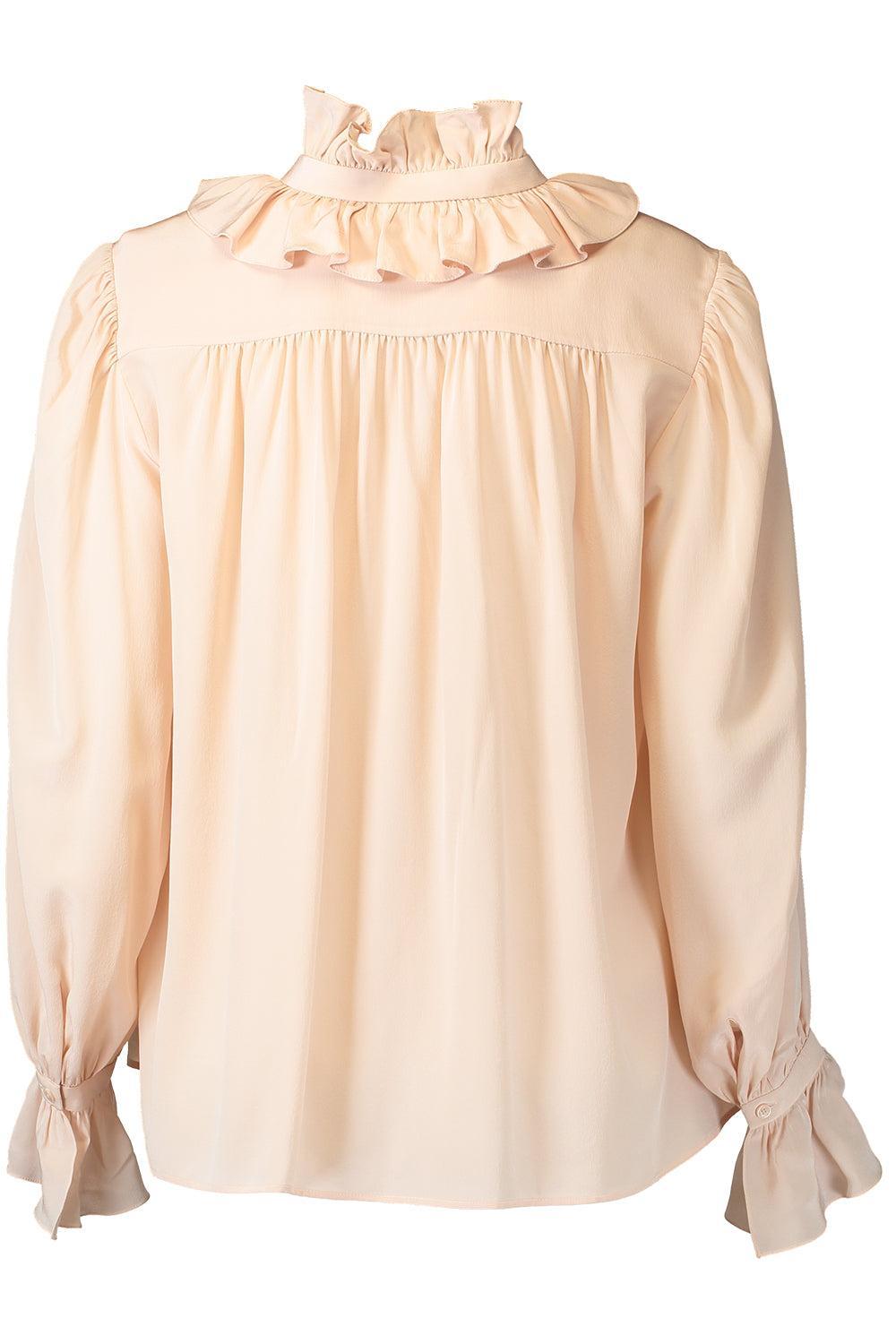 Tie Front Ruffle Blouse-PINK-34-CLOTHINGTOPBLOUSE-CHLOÉ