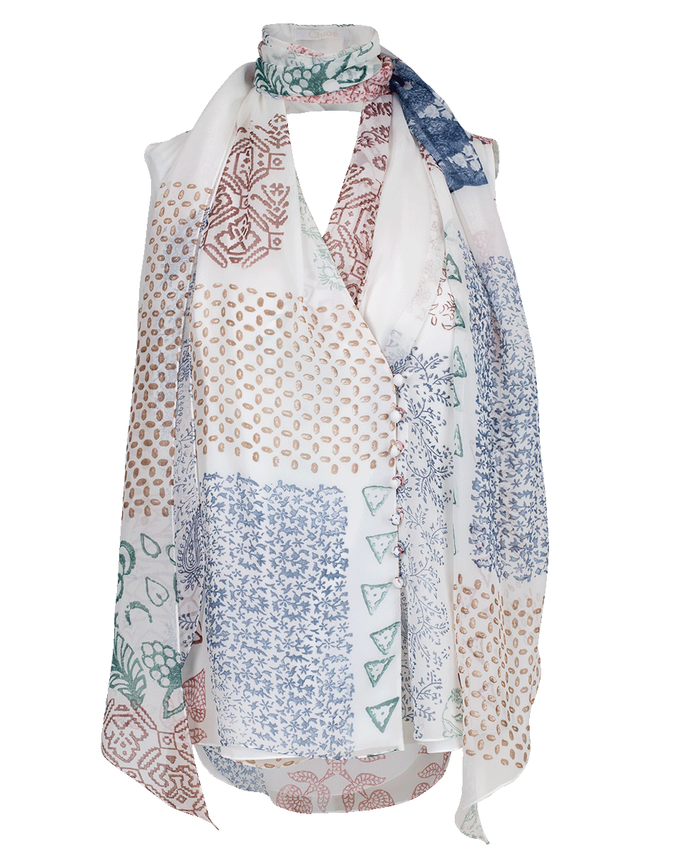 CHLOÉ-Block Print Blouse-