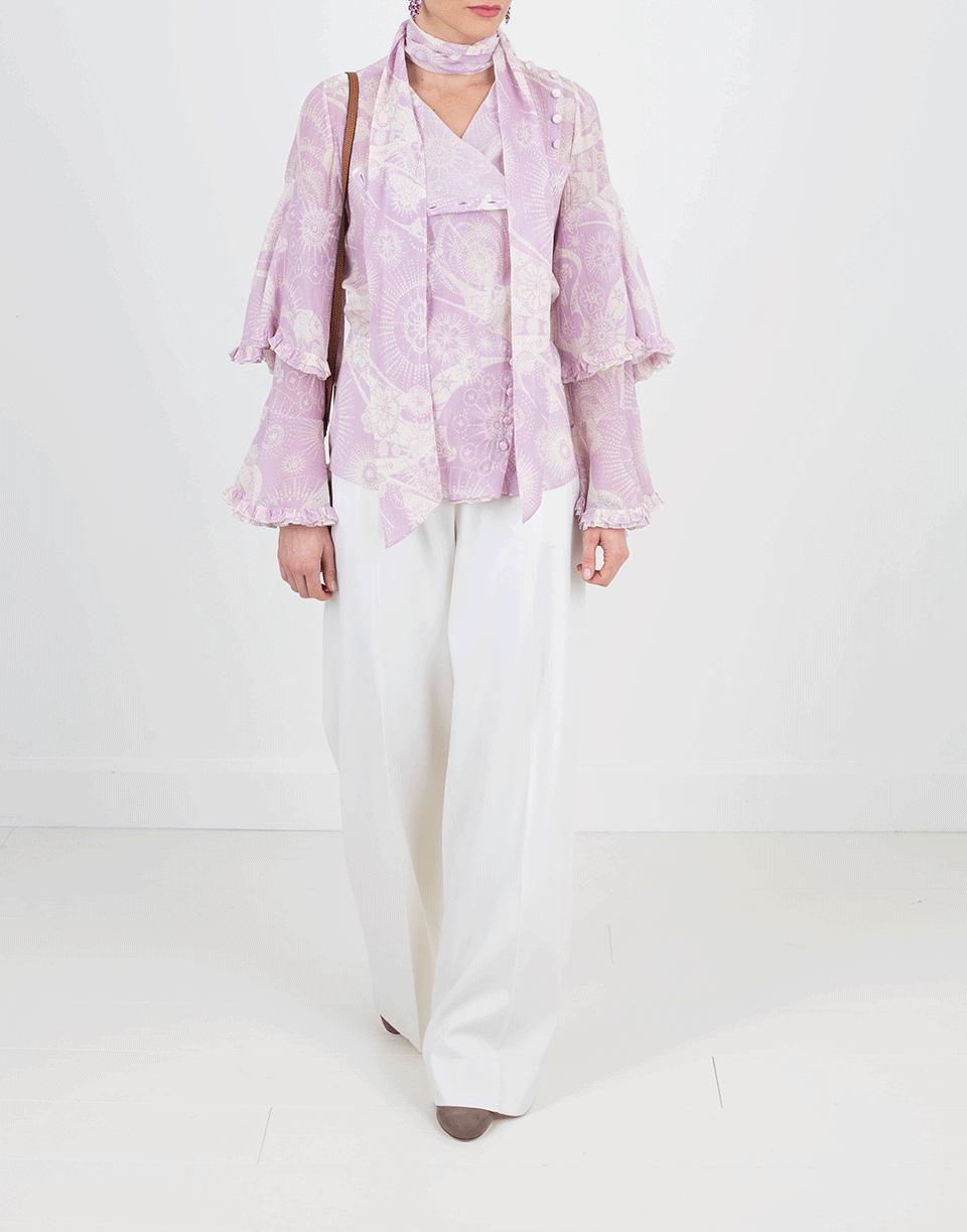 CHLOÉ-Neck Tie Printed Blouse-