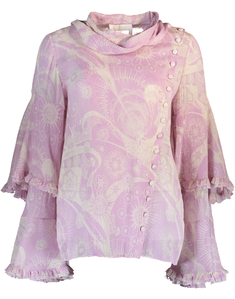 CHLOÉ-Neck Tie Printed Blouse-