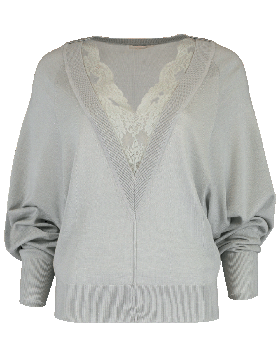 CHLOÉ-Dolman Sleeve Lace Insert Sweater-