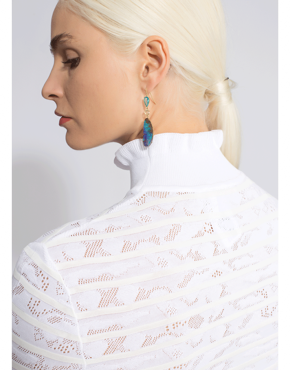 CHLOÉ-Lace Insert Turtleneck Top-