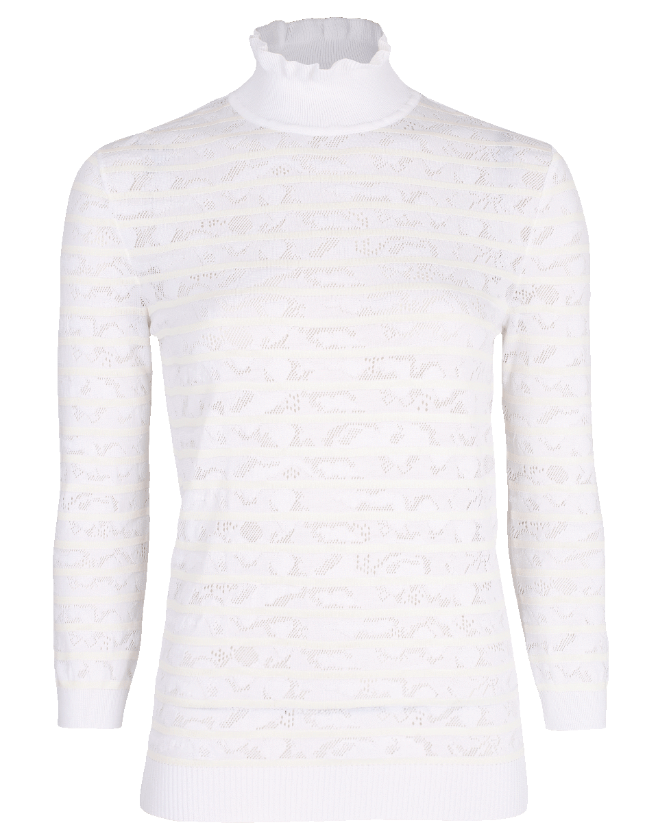 CHLOÉ-Lace Insert Turtleneck Top-