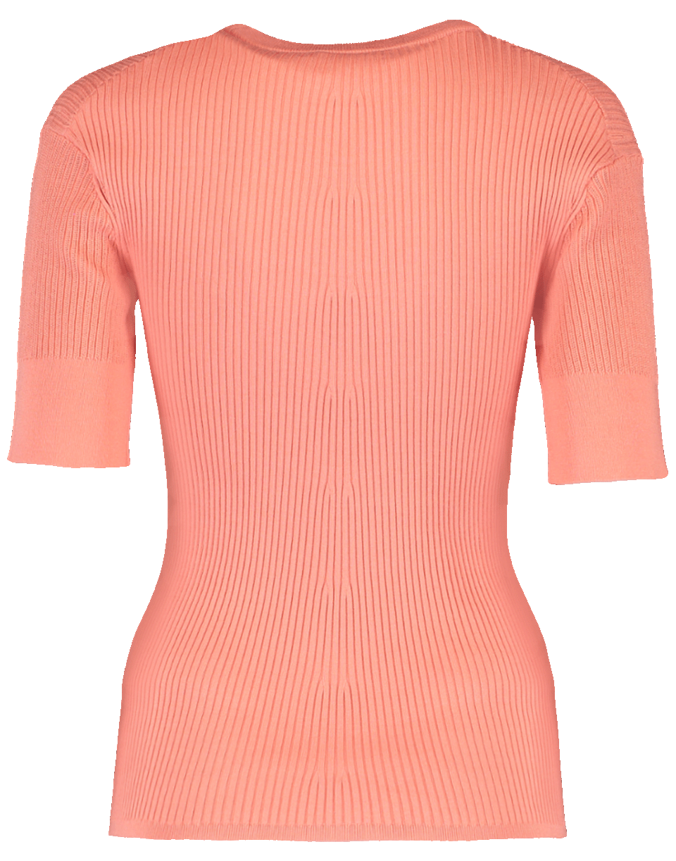 CHLOÉ-Sheer Scoop Neck Knit Top-PINK