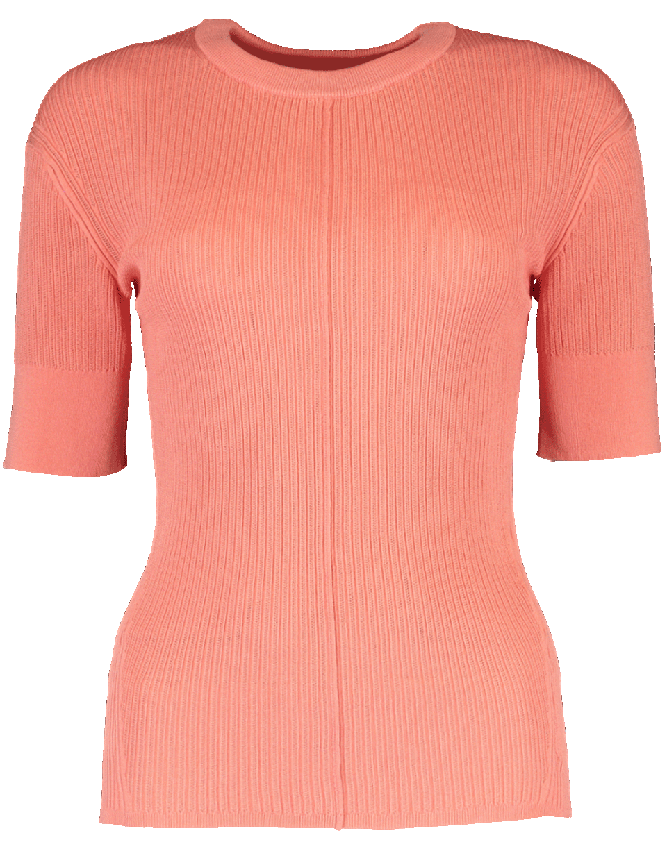 CHLOÉ-Sheer Scoop Neck Knit Top-PINK