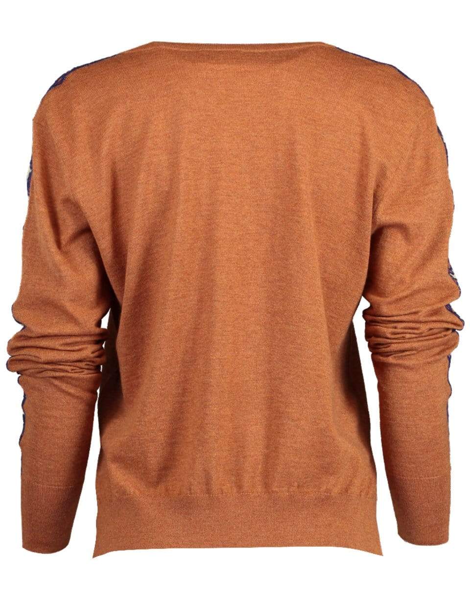 CHLOÉ-Embroidered Sleeve V-Neck Sweater-