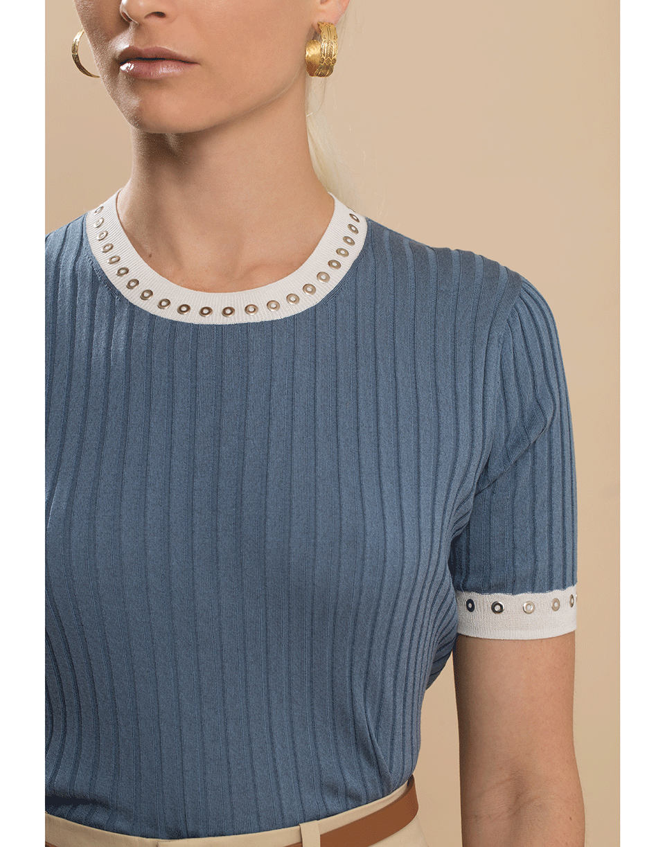 CHLOÉ-Short Sleeve Knit Crewneck Top-
