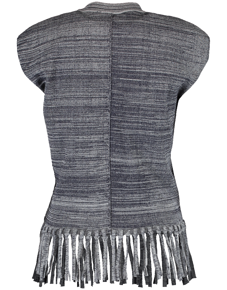 CHLOÉ-High Neck Fringe Bottom Knit Top-
