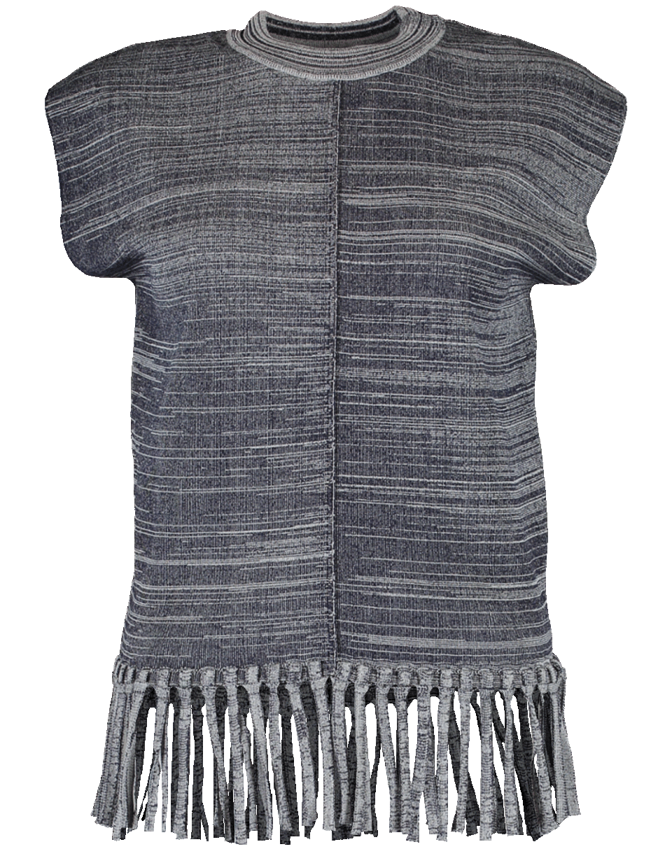 CHLOÉ-High Neck Fringe Bottom Knit Top-