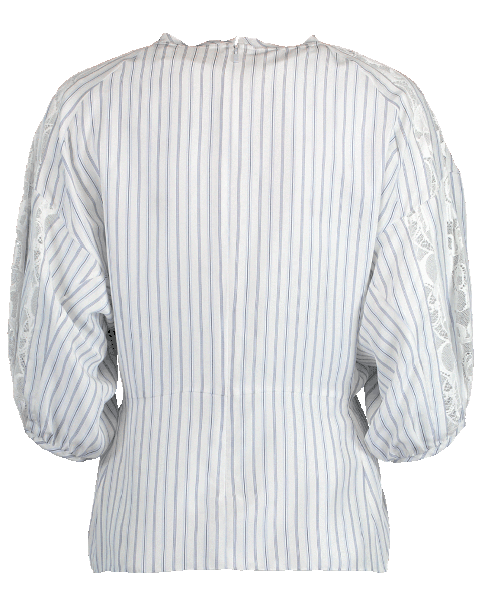 CHLOÉ-Poplin Lace Striped Blouse-