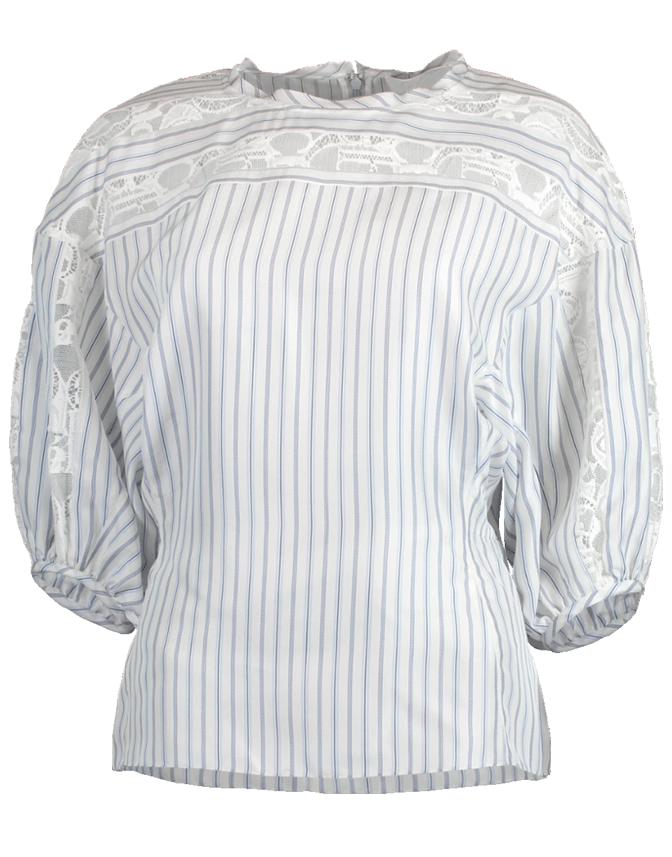 CHLOÉ-Poplin Lace Striped Blouse-