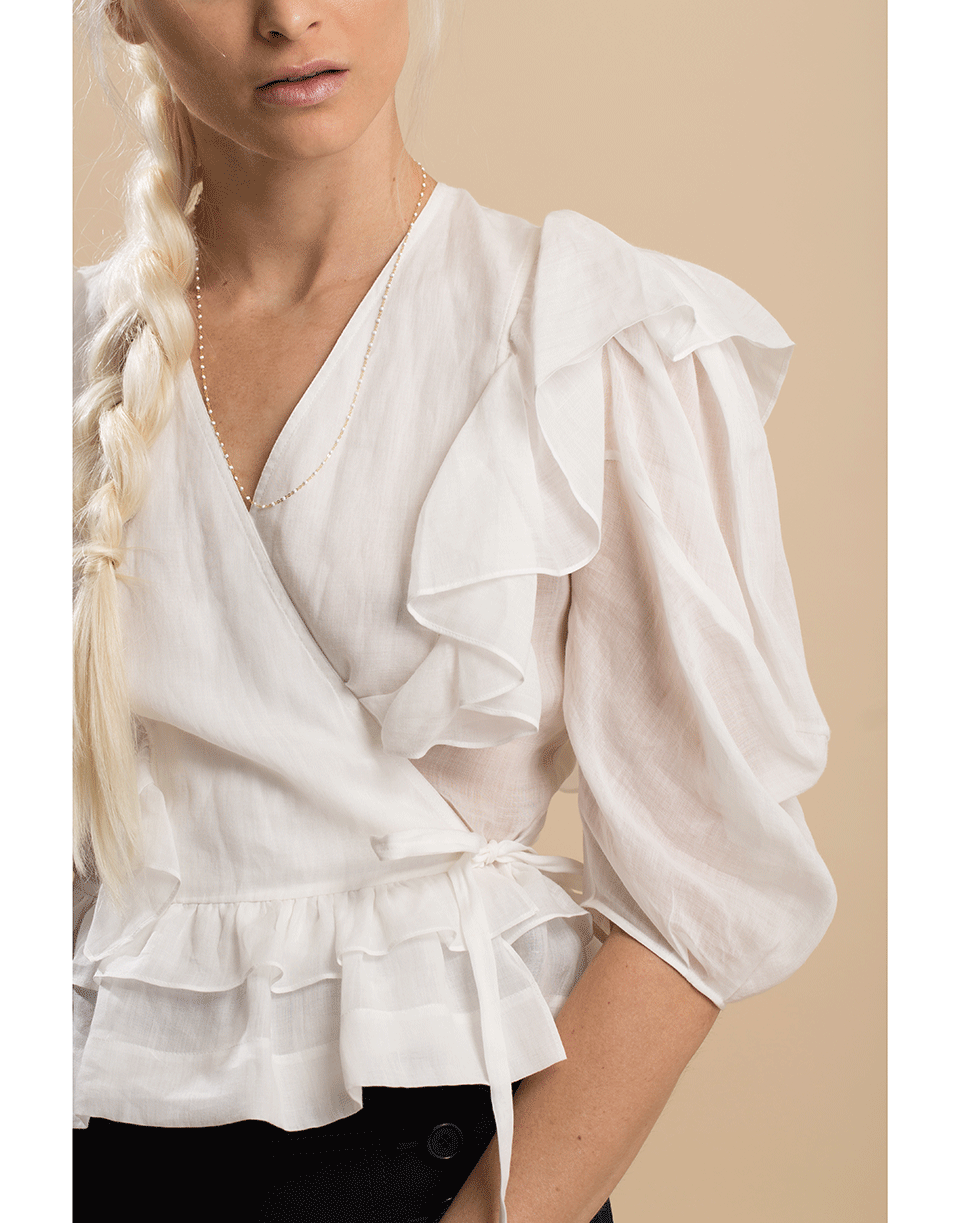 CHLOÉ-V-Neck Ruffle Blouse-