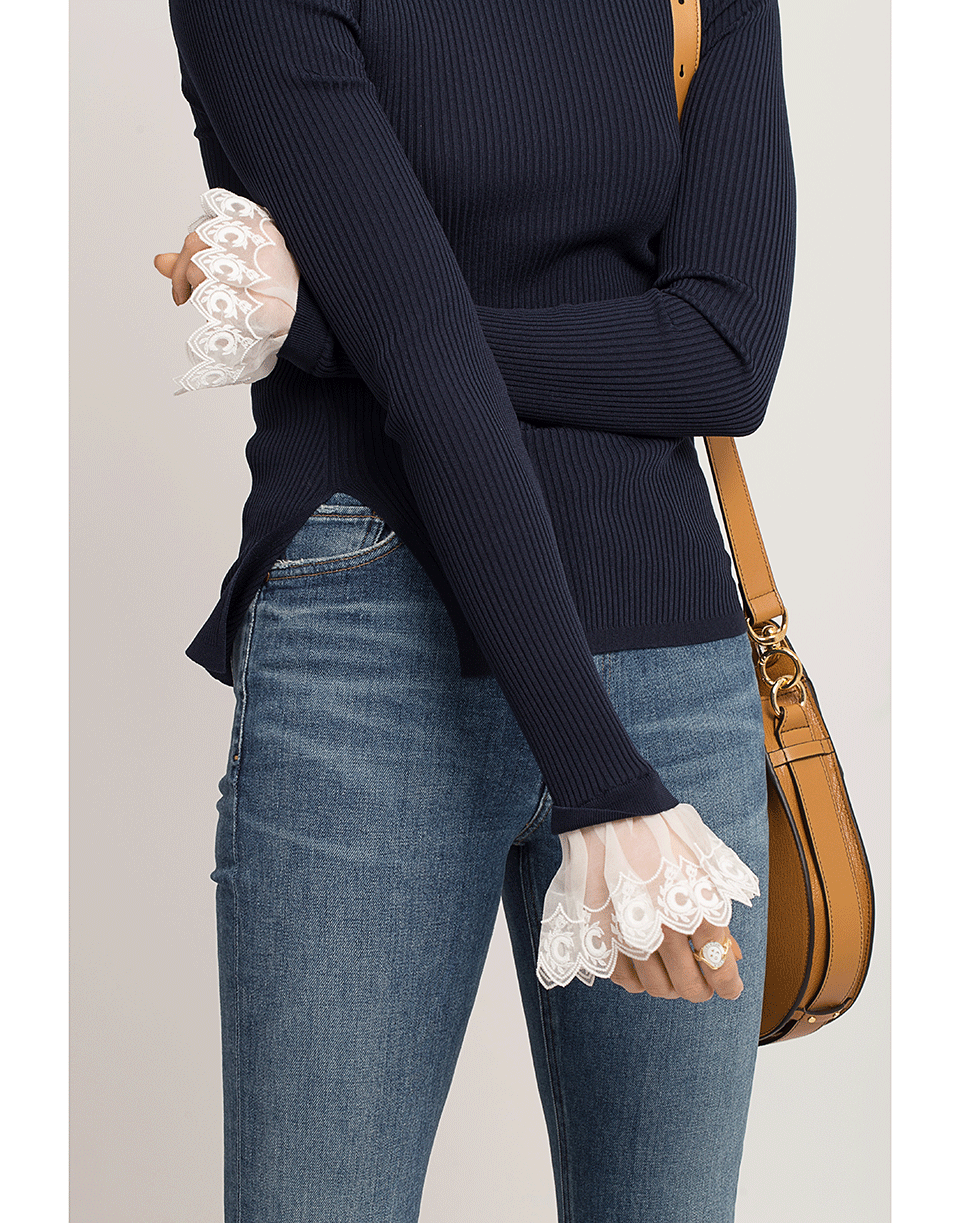 CHLOÉ-Lace Cuff Crewneck-
