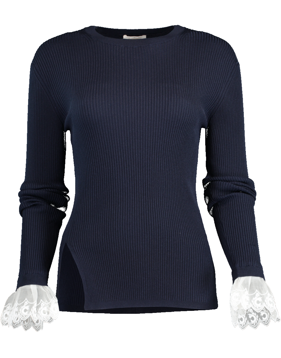 CHLOÉ-Lace Cuff Crewneck-