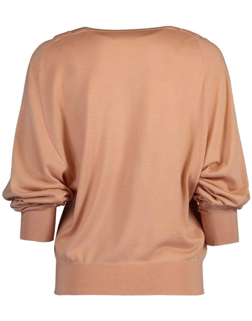 CHLOÉ-Milky Pink Lace Trim Sweater-